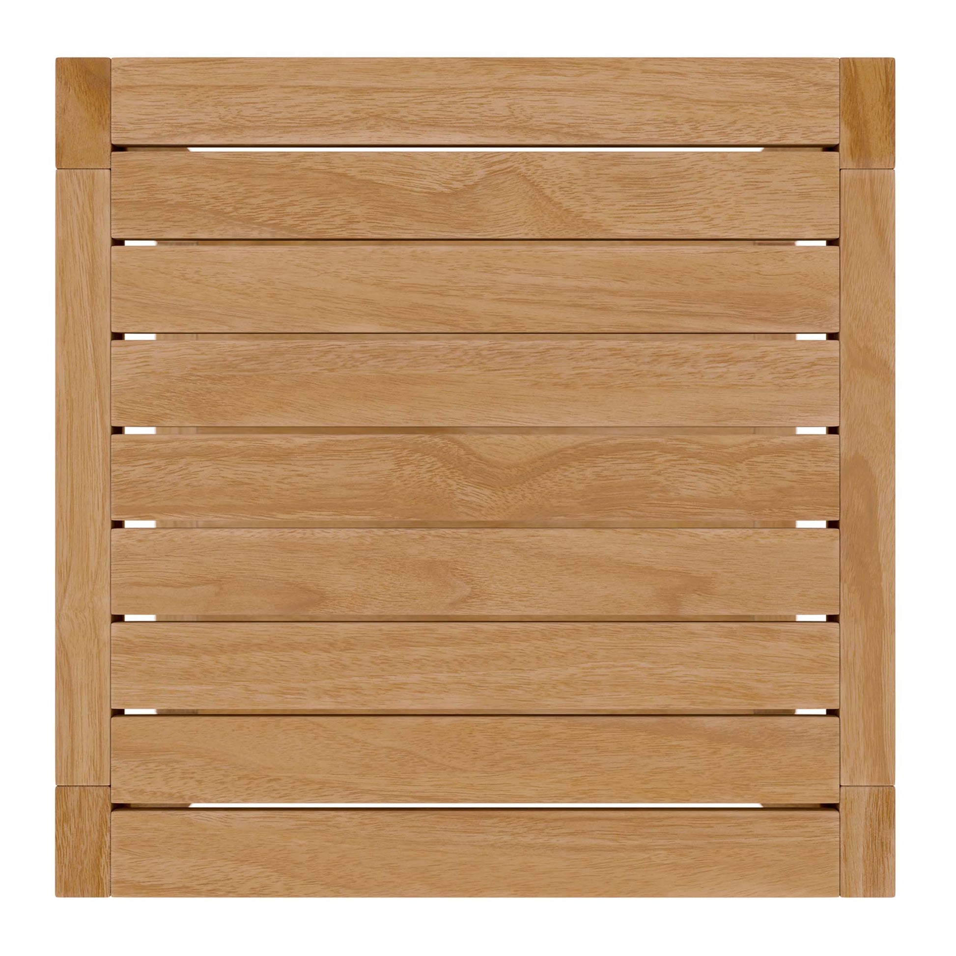 Natural teak wood outdoor patio side table.