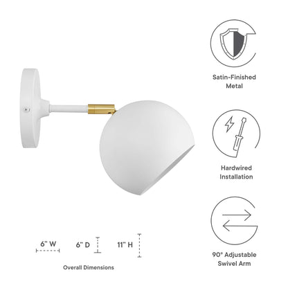 Modway Outlet Chalice 4" Swing-Arm Metal Wall Sconce by Modway  Lighting Lighting White - EEI-5613-WHI