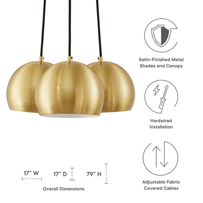 Modway Outlet Chalice 3-Light Metal Pendant by Modway  Lighting Lighting Satin Brass - EEI-5614-SBR