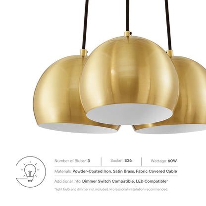 Modway Outlet Chalice 3-Light Metal Pendant by Modway  Lighting Lighting Satin Brass - EEI-5614-SBR