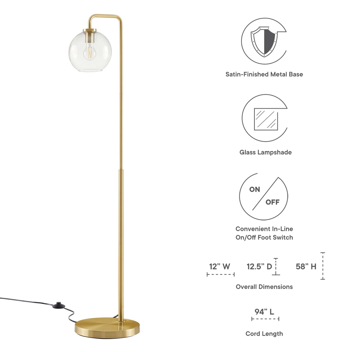 Modway - Silo Glass Globe Glass and Metal Floor Lamp by Modway  Lighting Floor Lamps Brown - EEI-5616-SBR