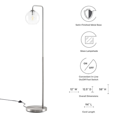 Modway Outlet Silo Glass Globe Glass and Metal Floor Lamp by Modway  Lighting Lighting Satin Nickel - EEI-5616-SNL