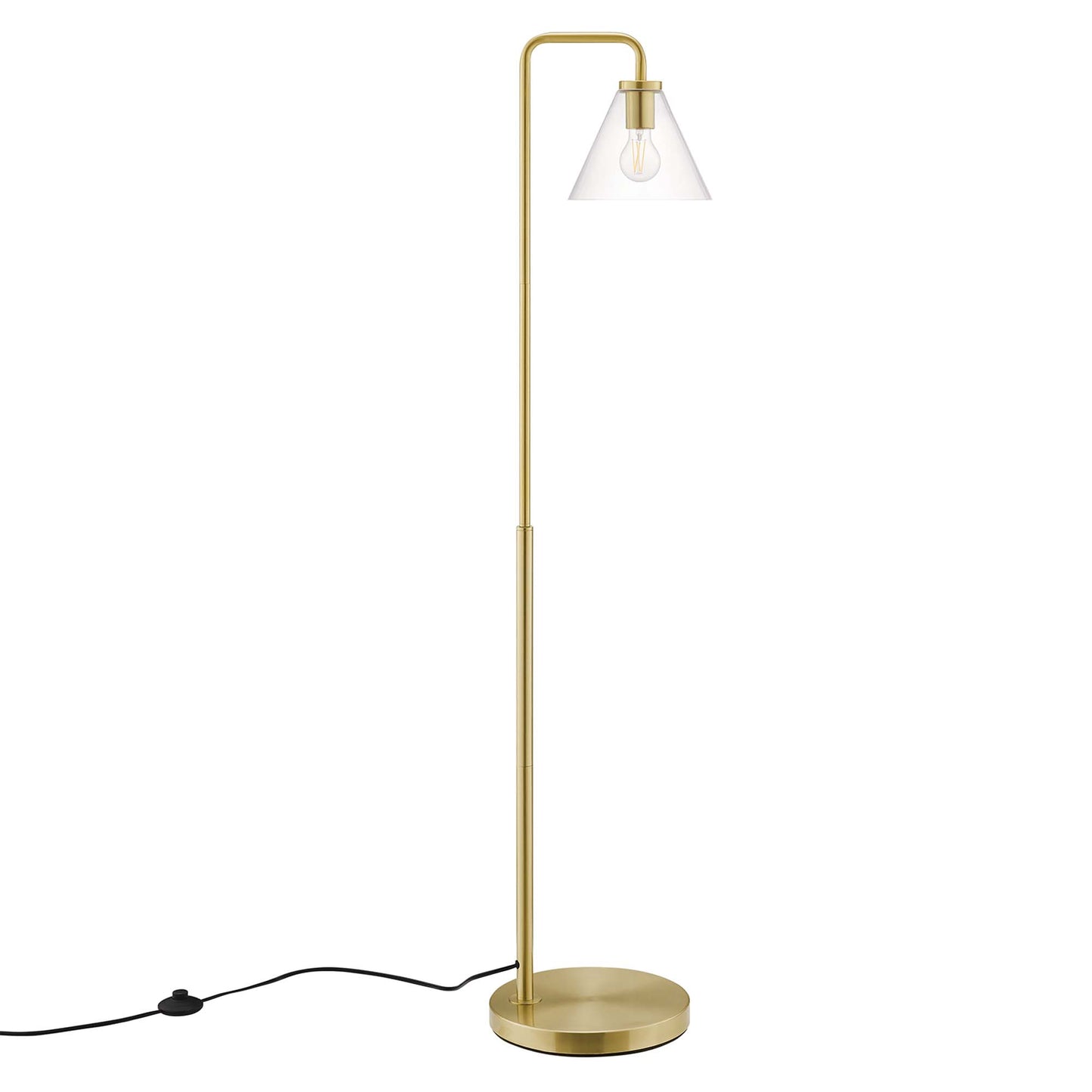 Modway Outlet Element Transparent Glass Glass and Metal Floor Lamp by Modway  Lighting Lighting Satin Brass - EEI-5618-SBR