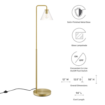 Modway Outlet Element Transparent Glass Glass and Metal Floor Lamp by Modway  Lighting Lighting Satin Brass - EEI-5618-SBR