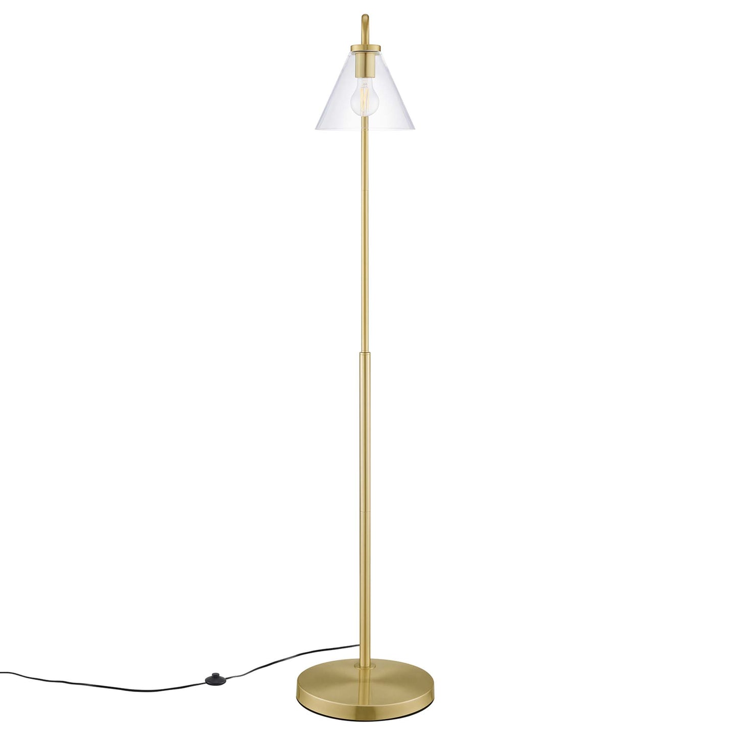 Modway Outlet Element Transparent Glass Glass and Metal Floor Lamp by Modway  Lighting Lighting Satin Brass - EEI-5618-SBR