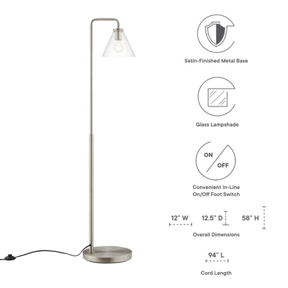 Modway Outlet Element Transparent Glass Glass and Metal Floor Lamp by Modway  Lighting Lighting Satin Nickel - EEI-5618-SNL