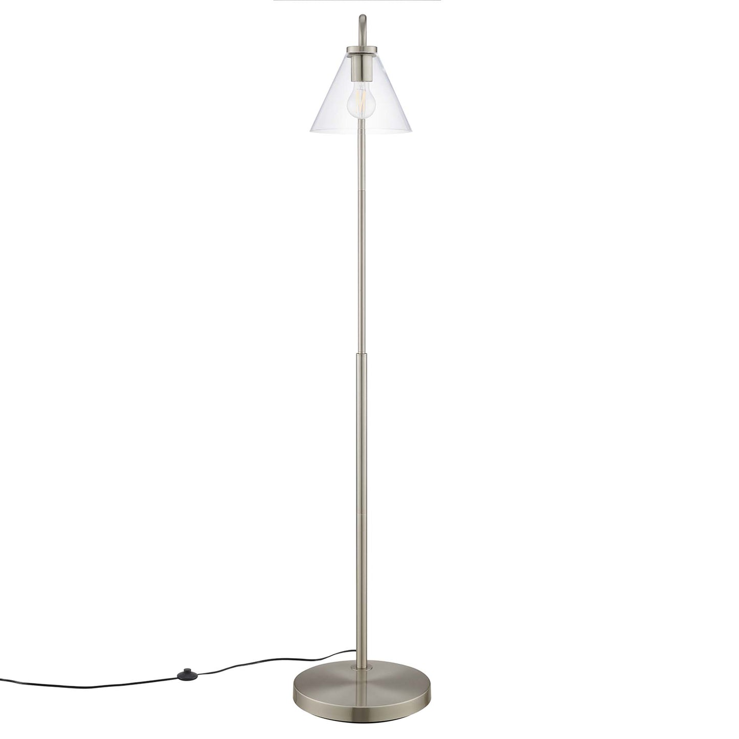 Modway Outlet Element Transparent Glass Glass and Metal Floor Lamp by Modway  Lighting Lighting Satin Nickel - EEI-5618-SNL