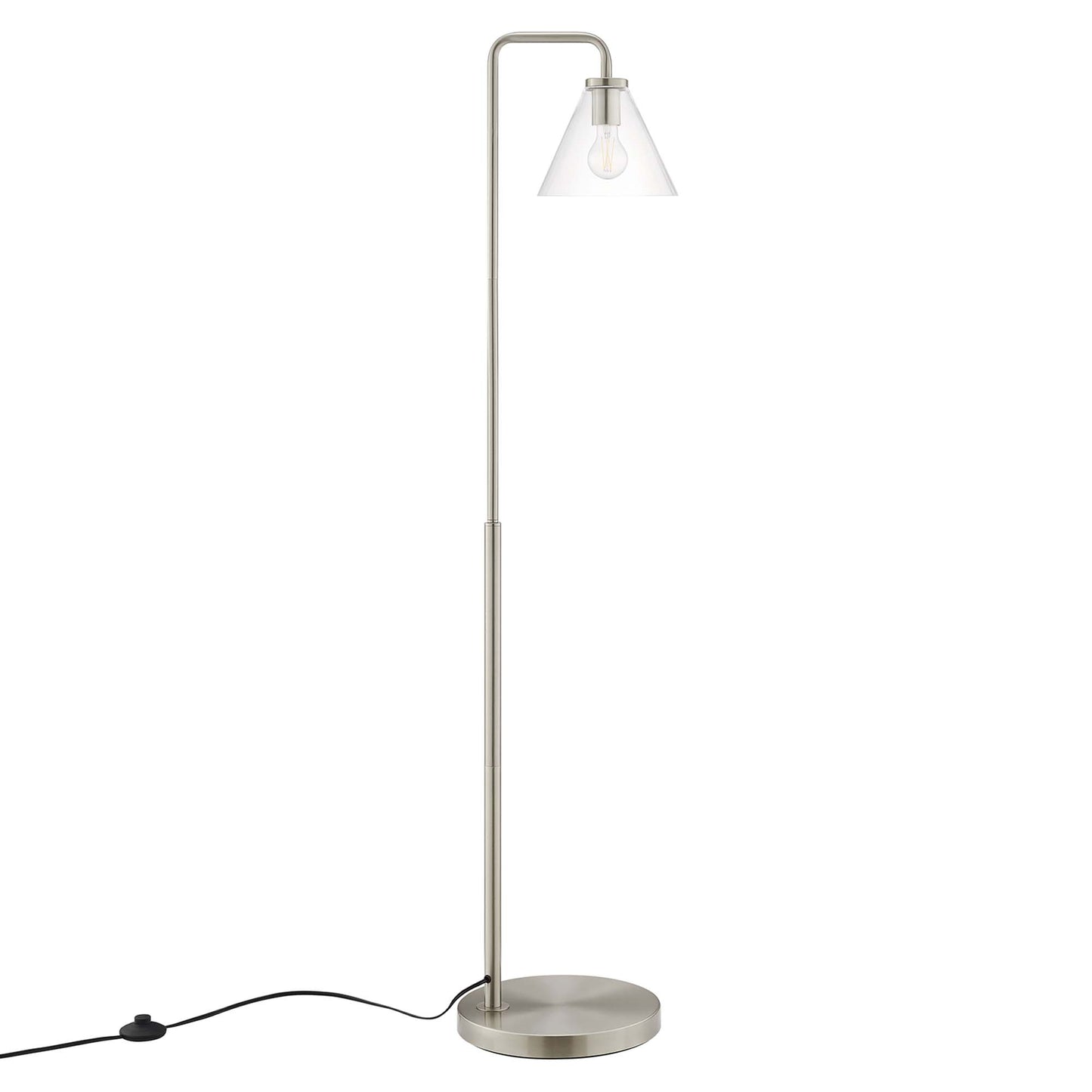 Modway Outlet Element Transparent Glass Glass and Metal Floor Lamp by Modway  Lighting Lighting Satin Nickel - EEI-5618-SNL