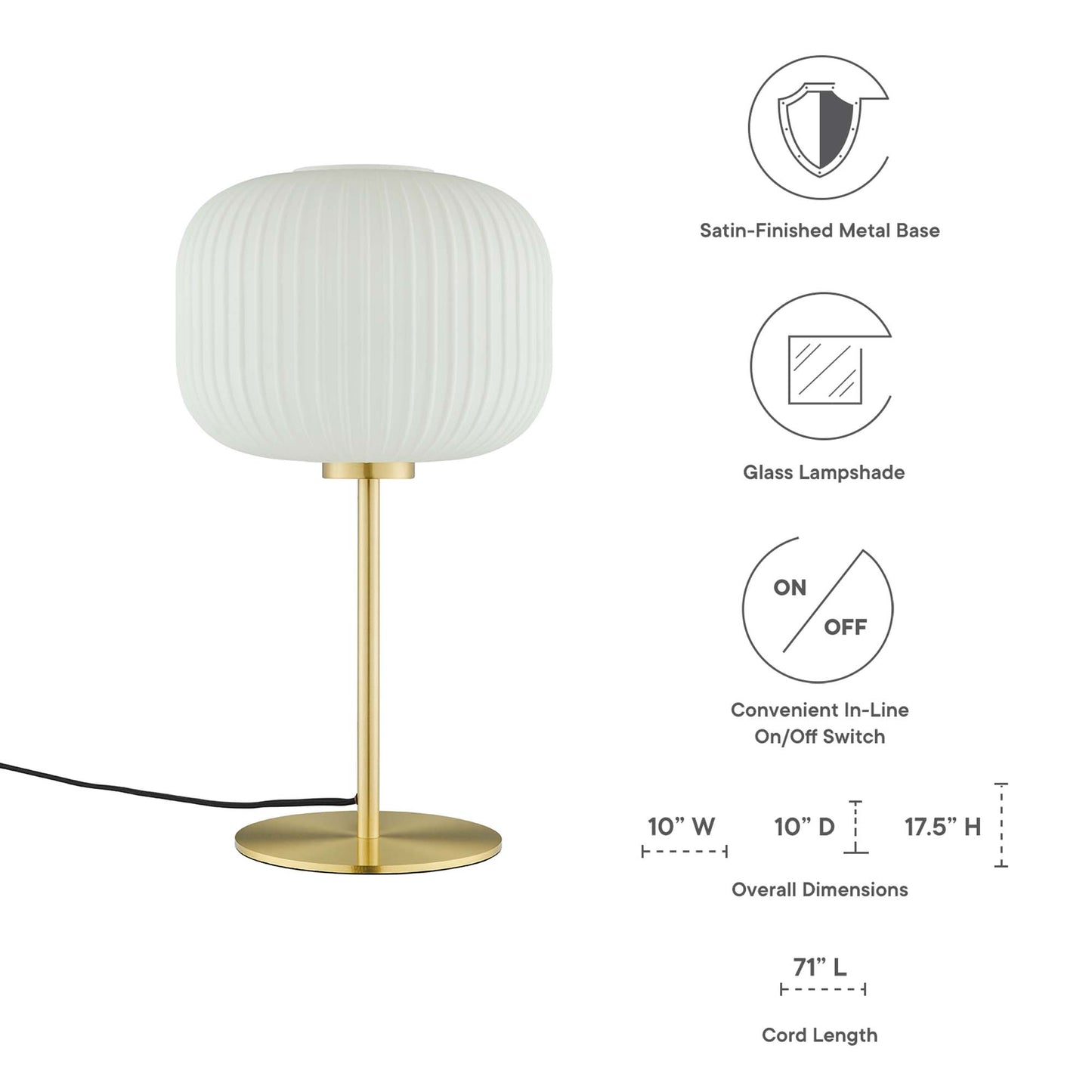 Modway - Reprise Glass Sphere Glass and Metal Table Lamp by Modway  Lighting Table Lamps Brown - EEI-5622-WHI-SBR