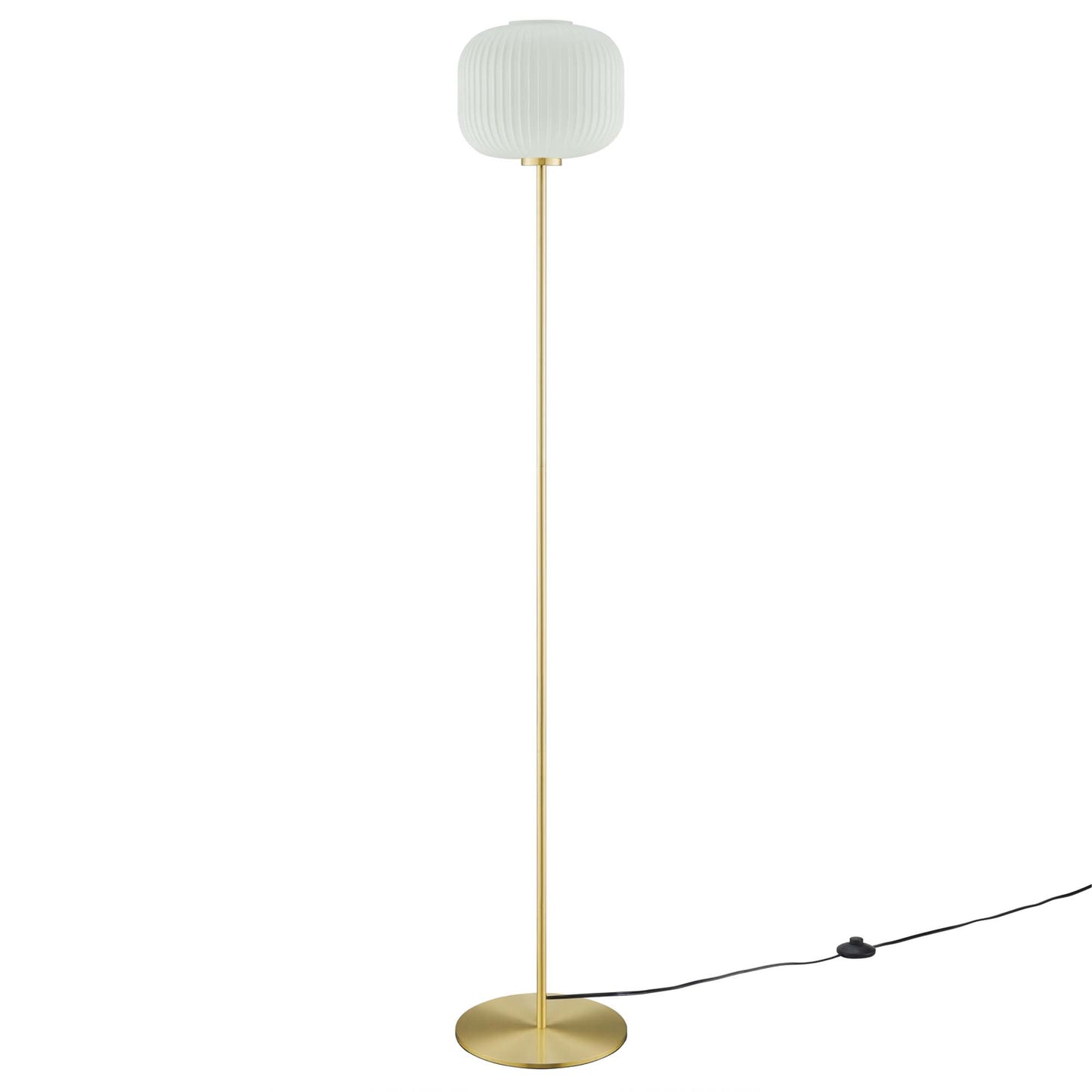 Modway Outlet Reprise Glass Sphere Glass and Metal Floor Lamp by Modway  Lighting Lighting White Satin Brass - EEI-5623-WHI-SBR