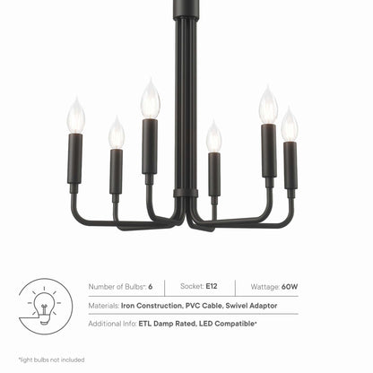 Modway Outlet Rekindle 6-Light Chandelier by Modway  Lighting Lighting Black - EEI-5637-BLK