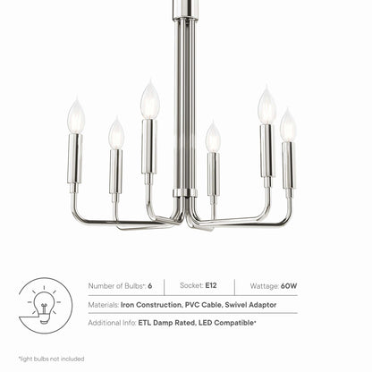 Modway Outlet Rekindle 6-Light Chandelier by Modway  Lighting Lighting Polished Nickel - EEI-5637-PON