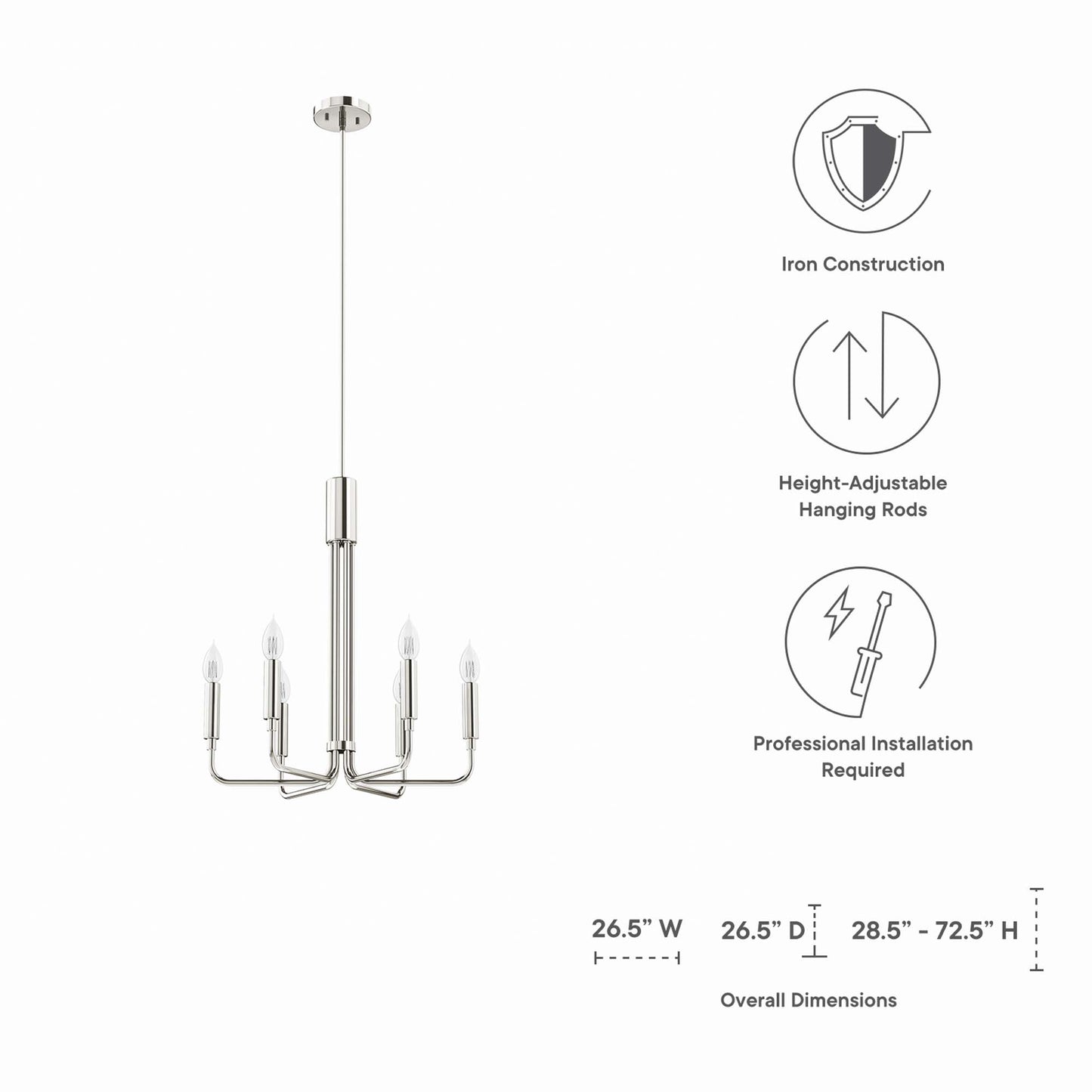 Modway Outlet Rekindle 6-Light Chandelier by Modway  Lighting Lighting Polished Nickel - EEI-5637-PON