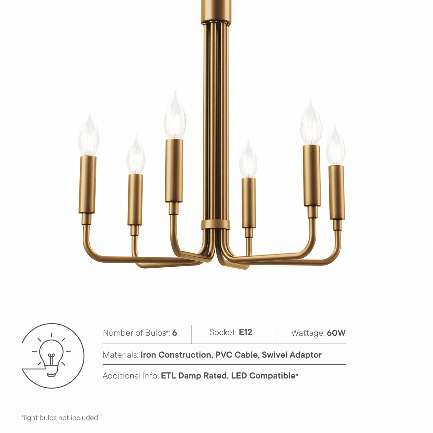 Modway Outlet Rekindle 6-Light Chandelier by Modway  Lighting Lighting Satin Brass - EEI-5637-SBR