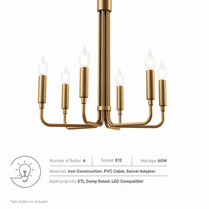 Modway Outlet Rekindle 6-Light Chandelier by Modway  Lighting Lighting Satin Brass - EEI-5637-SBR