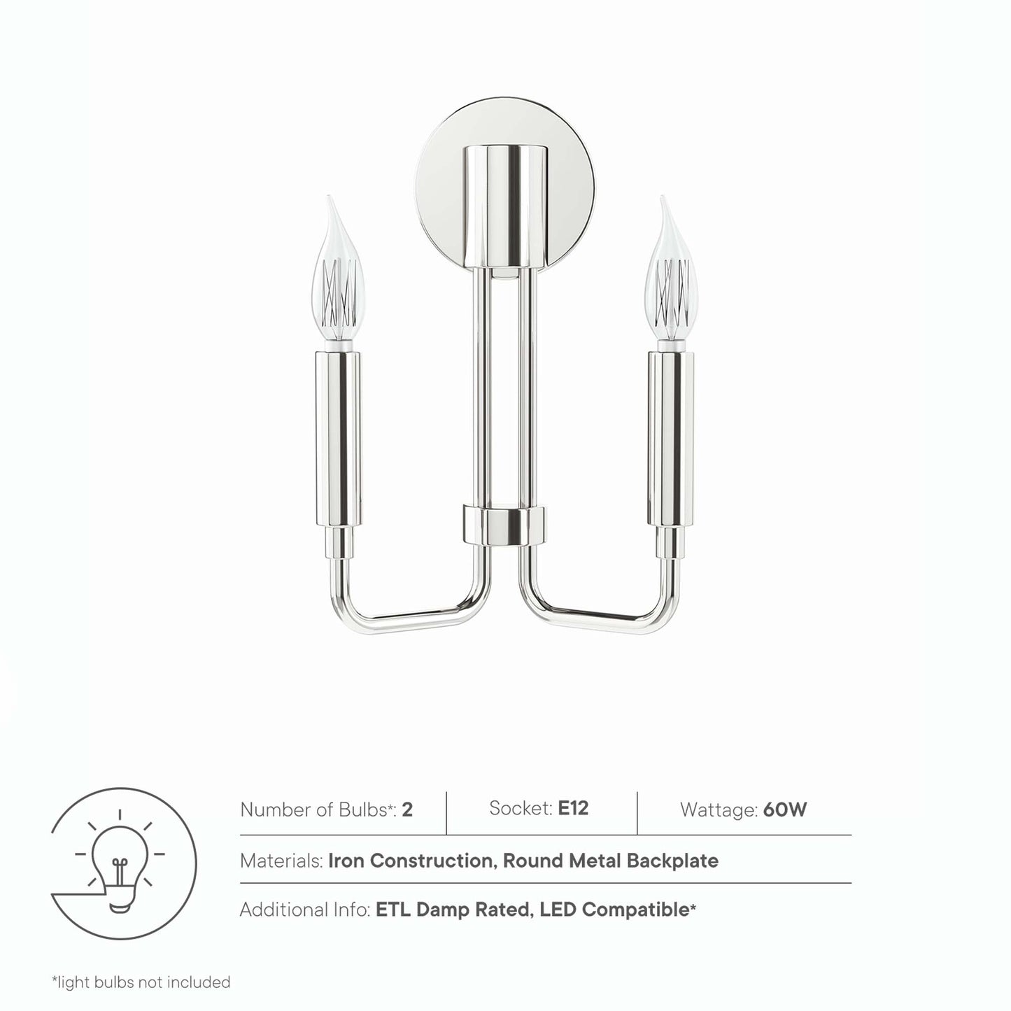 Modway Outlet Rekindle 2-Light Wall Sconce by Modway  Lighting Lighting Polished Nickel - EEI-5638-PON