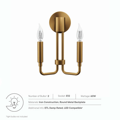 Modway Outlet Rekindle 2-Light Wall Sconce by Modway  Lighting Lighting Satin Brass - EEI-5638-SBR
