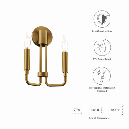 Modway Outlet Rekindle 2-Light Wall Sconce by Modway  Lighting Lighting Satin Brass - EEI-5638-SBR