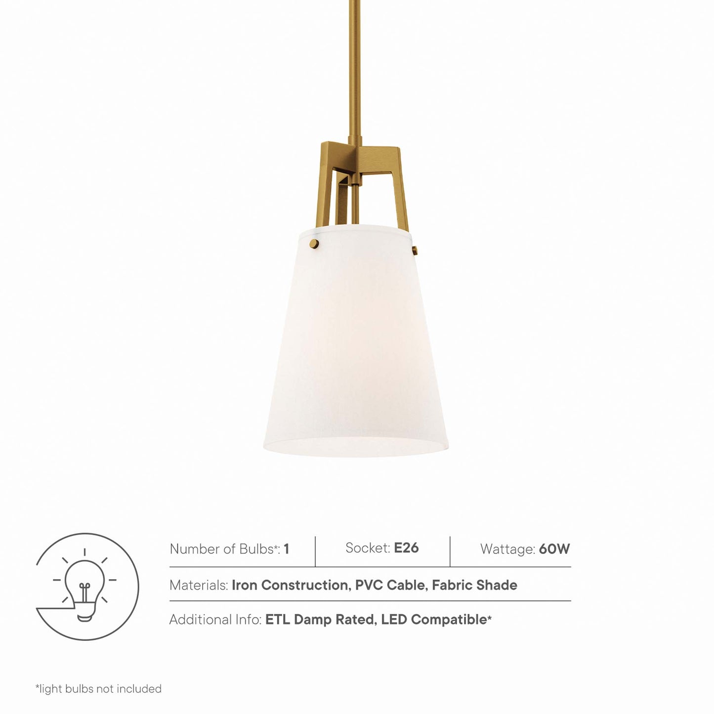 Modway Outlet Aspire Pendant Light by Modway  Lighting Lighting White Satin Brass - EEI-5639-WHI-SBR