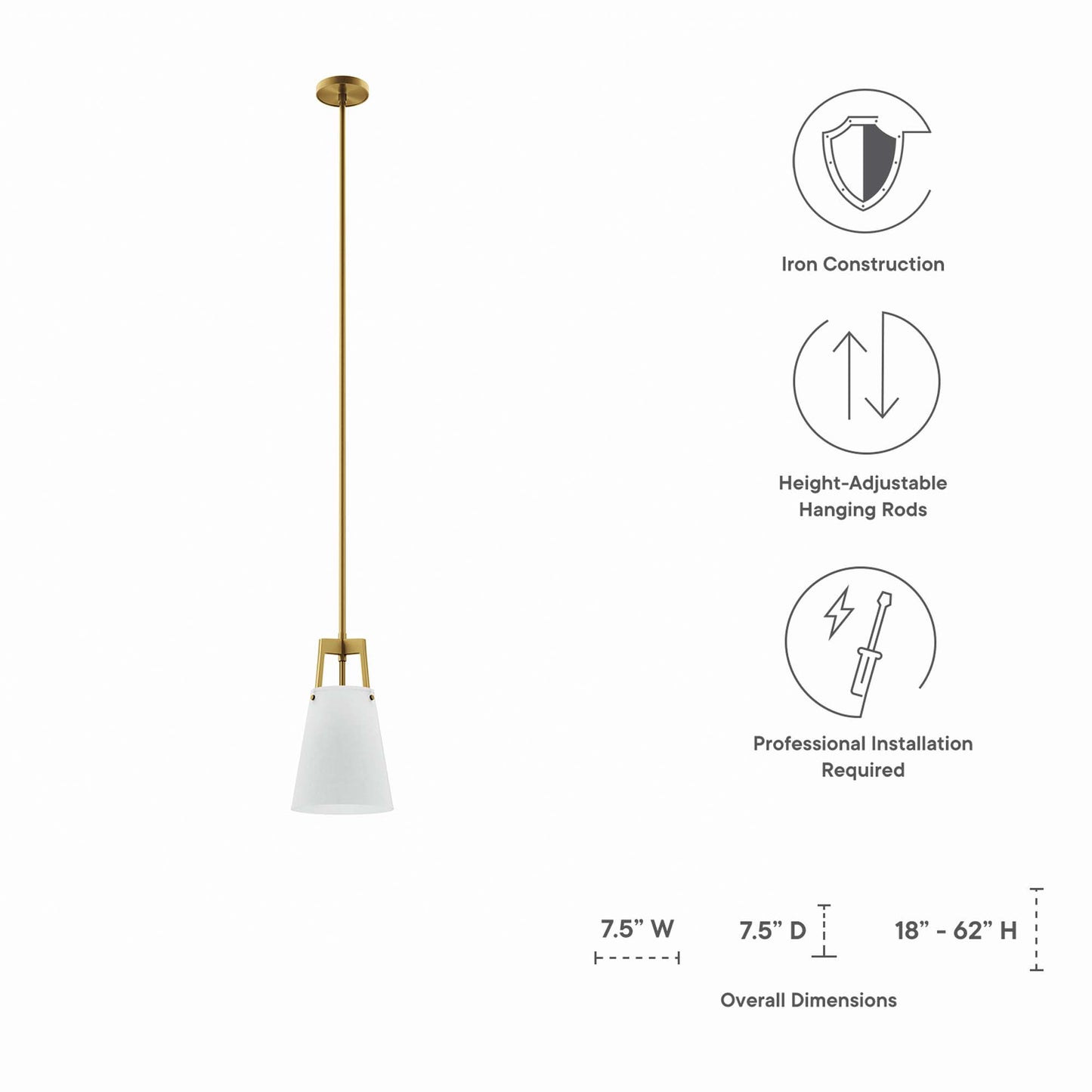 Modway Outlet Aspire Pendant Light by Modway  Lighting Lighting White Satin Brass - EEI-5639-WHI-SBR