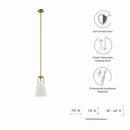 Modway Outlet Aspire Pendant Light by Modway  Lighting Lighting White Satin Brass - EEI-5639-WHI-SBR