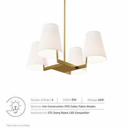 Modway Outlet Mercer 4-Light Pendant Light by Modway  Lighting Lighting White Satin Brass - EEI-5640-WHI-SBR