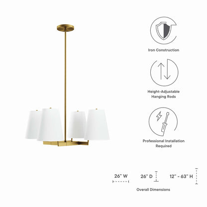 Modway Outlet Mercer 4-Light Pendant Light by Modway  Lighting Lighting White Satin Brass - EEI-5640-WHI-SBR