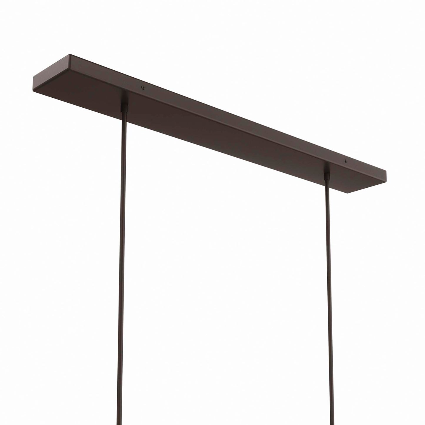 White brass rectangular chandelier with eight lights.