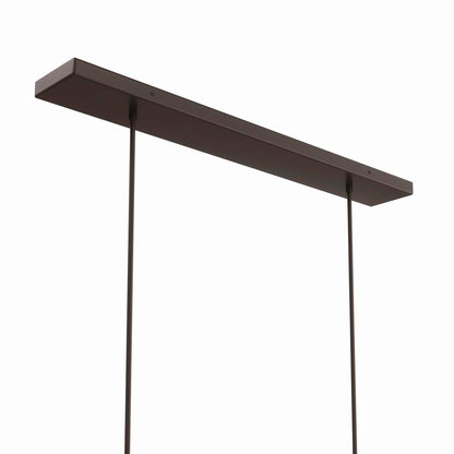White brass rectangular chandelier with eight lights.