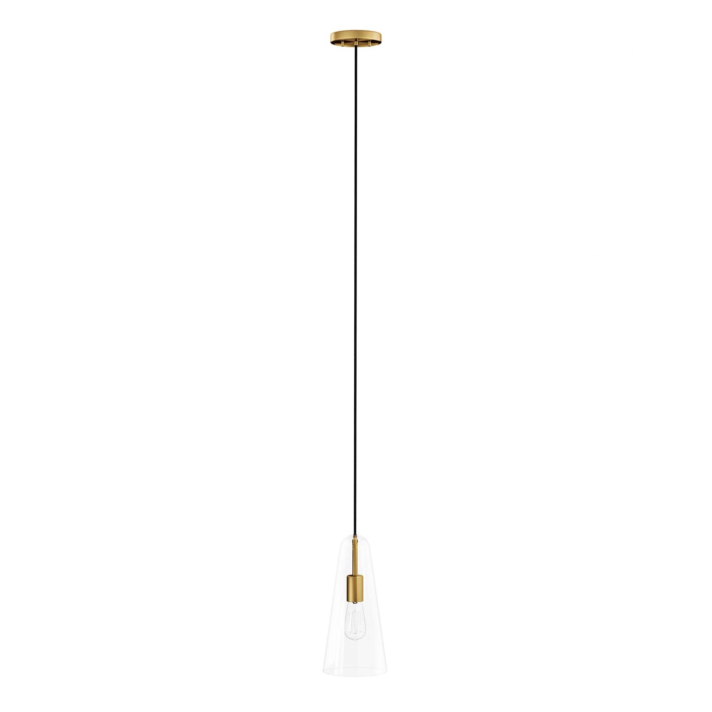 Modway Outlet Beacon 1-Light Pendant Light by Modway  Lighting Lighting Clear Satin Brass - EEI-5644-CLR-SBR