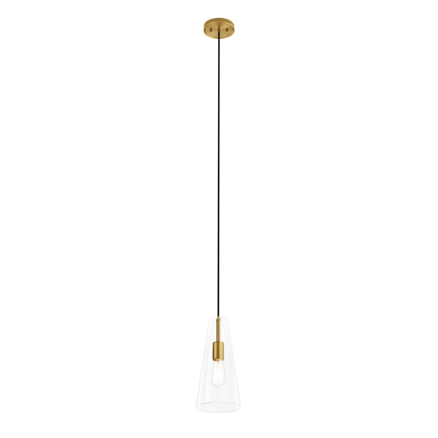 Modway Outlet Beacon 1-Light Pendant Light by Modway  Lighting Lighting Clear Satin Brass - EEI-5644-CLR-SBR