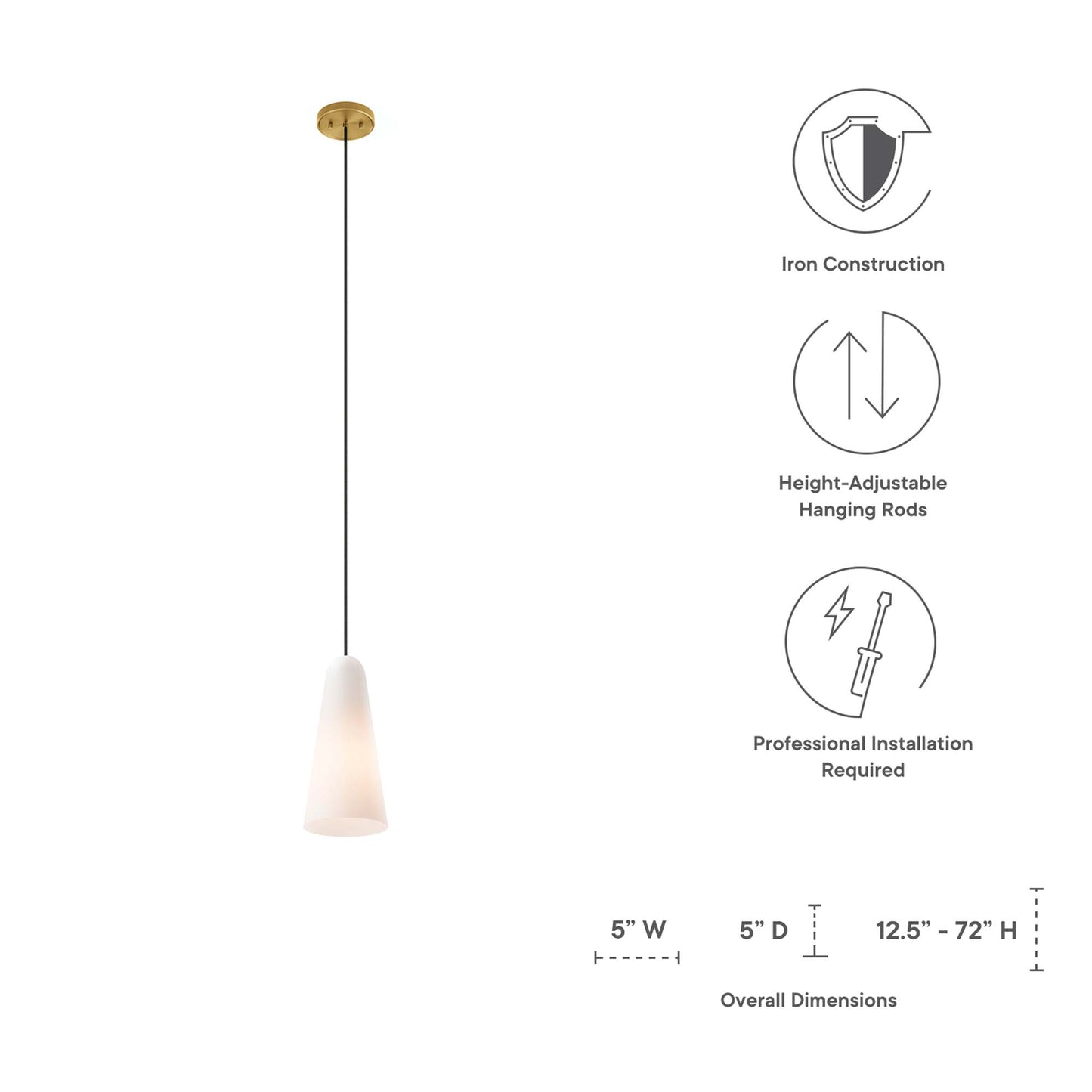 Modway Outlet Beacon 1-Light Pendant Light by Modway  Lighting Lighting Opal Satin Brass - EEI-5644-OPA-SBR