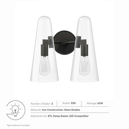 Modway Outlet Beacon 2-Light Wall Sconce by Modway  Lighting Lighting Clear Black - EEI-5646-CLR-BLK