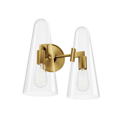 Modway Outlet Beacon 2-Light Wall Sconce by Modway  Lighting Lighting Clear Satin Brass - EEI-5646-CLR-SBR