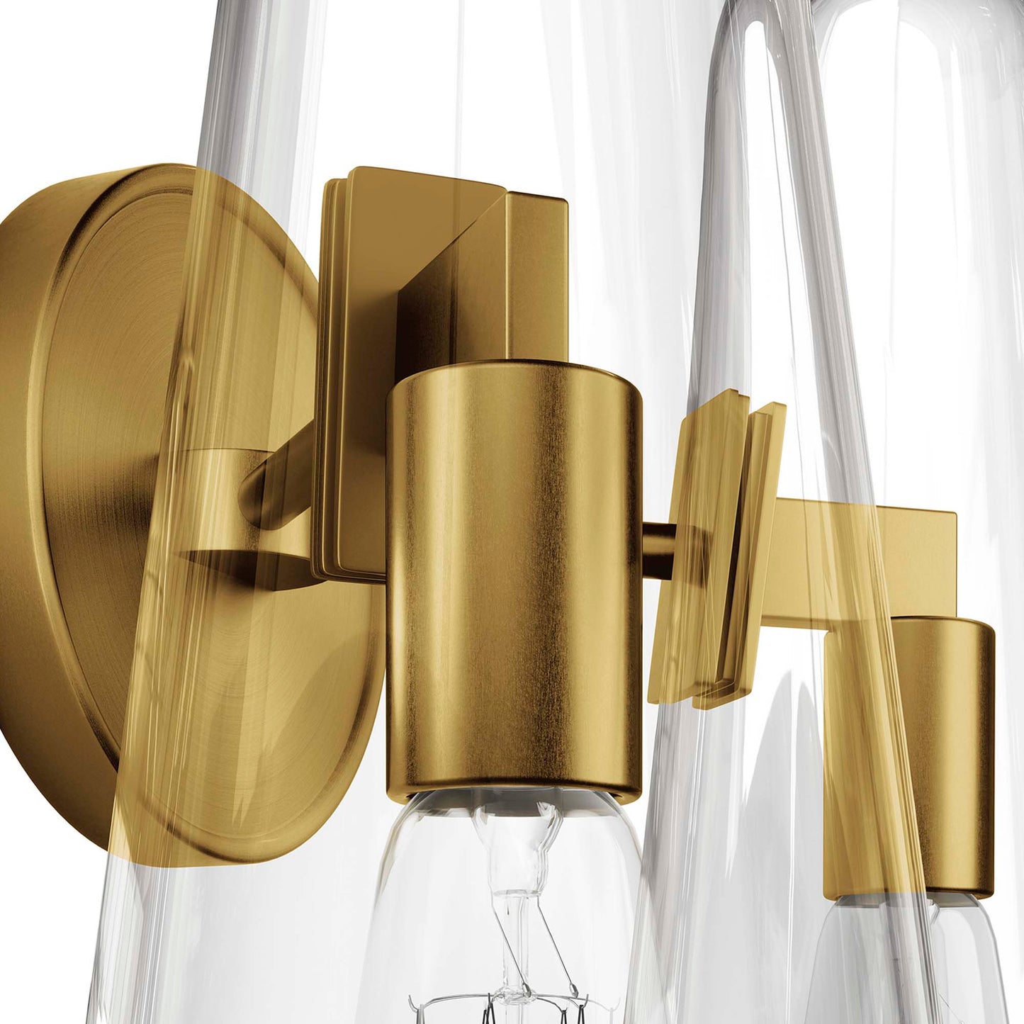 Modway Outlet Beacon 2-Light Wall Sconce by Modway  Lighting Lighting Clear Satin Brass - EEI-5646-CLR-SBR