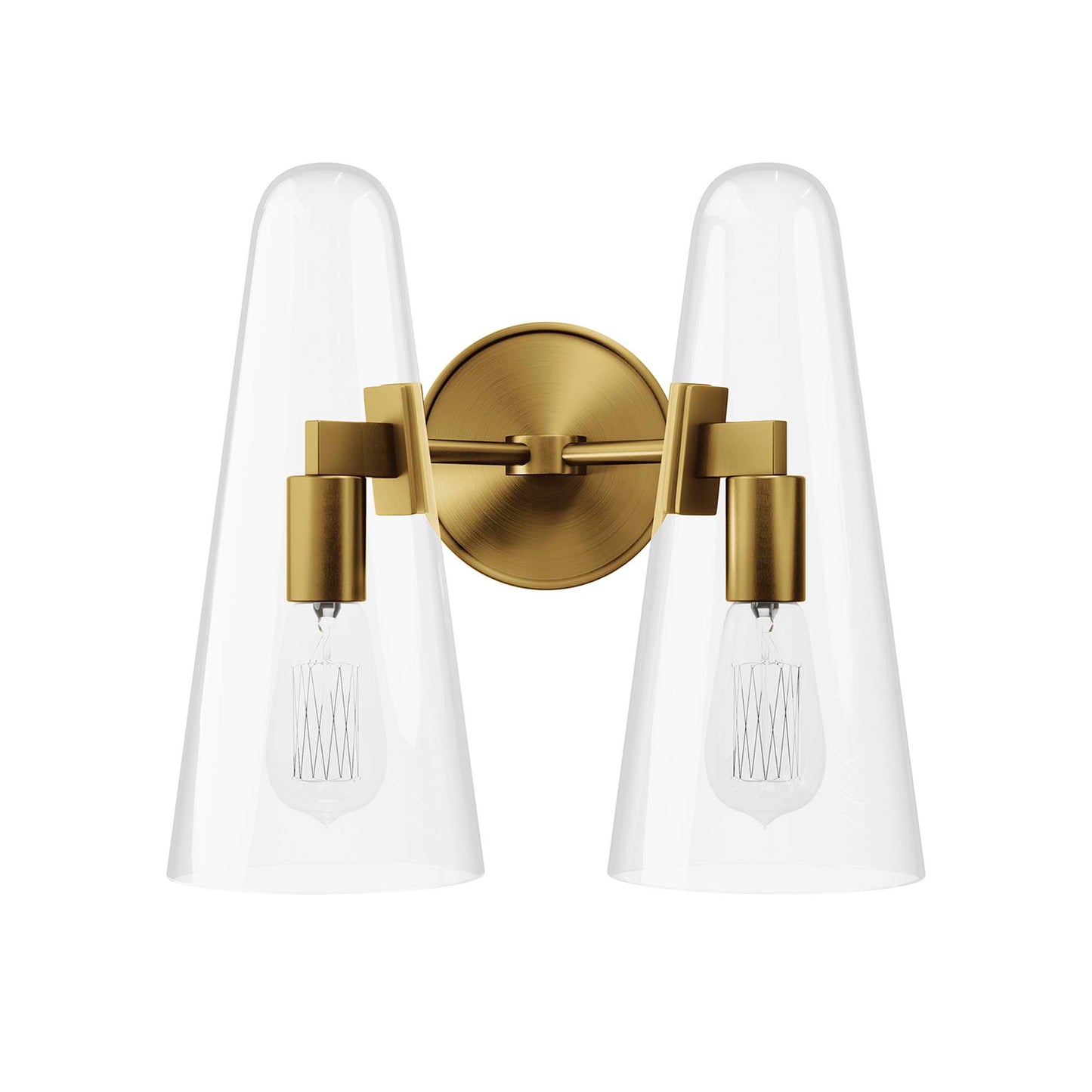 Modway Outlet Beacon 2-Light Wall Sconce by Modway  Lighting Lighting Clear Satin Brass - EEI-5646-CLR-SBR