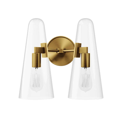 Modway Outlet Beacon 2-Light Wall Sconce by Modway  Lighting Lighting Clear Satin Brass - EEI-5646-CLR-SBR