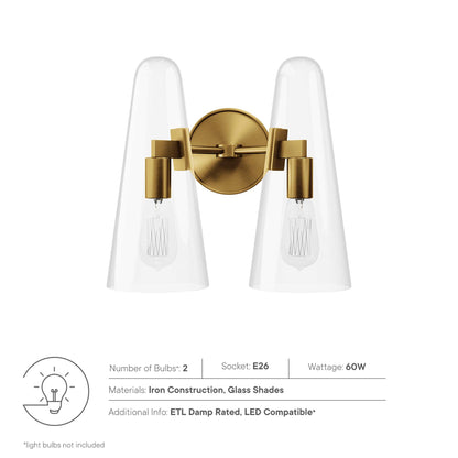 Modway Outlet Beacon 2-Light Wall Sconce by Modway  Lighting Lighting Clear Satin Brass - EEI-5646-CLR-SBR