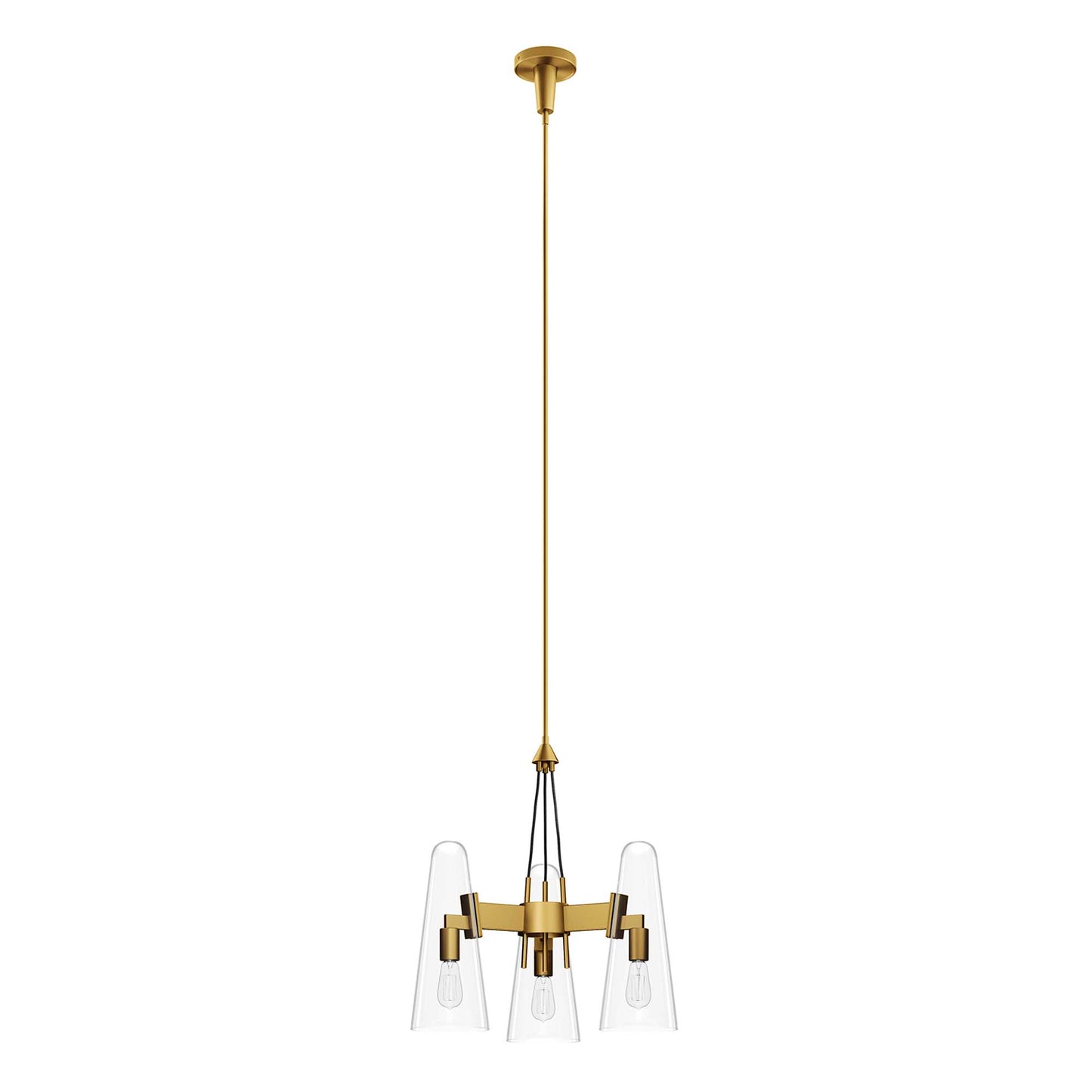 Modway Outlet Beacon 3-Light Pendant Light by Modway  Lighting Lighting Clear Satin Brass - EEI-5647-CLR-SBR