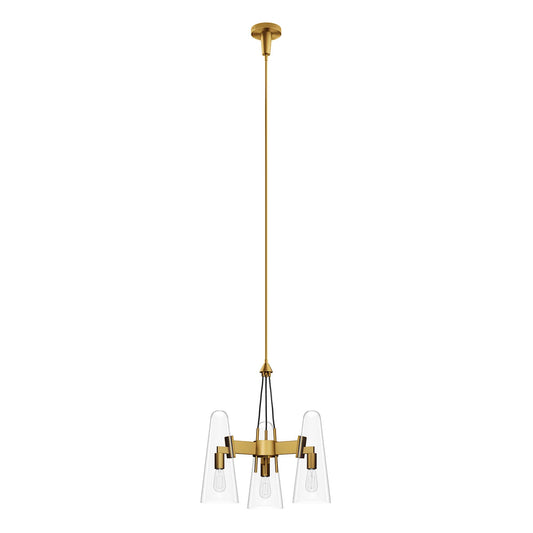 Modway Outlet Beacon 3-Light Pendant Light by Modway  Lighting Lighting Clear Satin Brass - EEI-5647-CLR-SBR