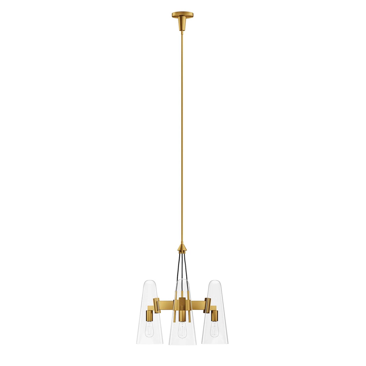 Modway Outlet Beacon 3-Light Pendant Light by Modway  Lighting Lighting Clear Satin Brass - EEI-5647-CLR-SBR
