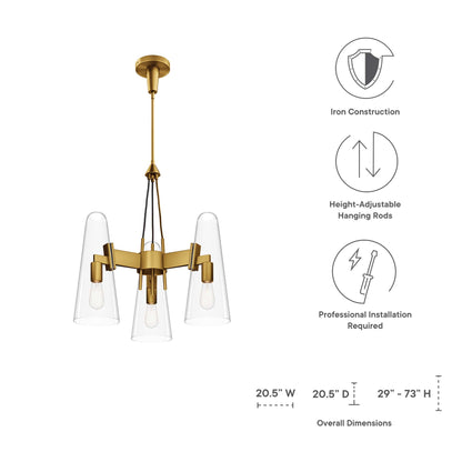Modway Outlet Beacon 3-Light Pendant Light by Modway  Lighting Lighting Clear Satin Brass - EEI-5647-CLR-SBR
