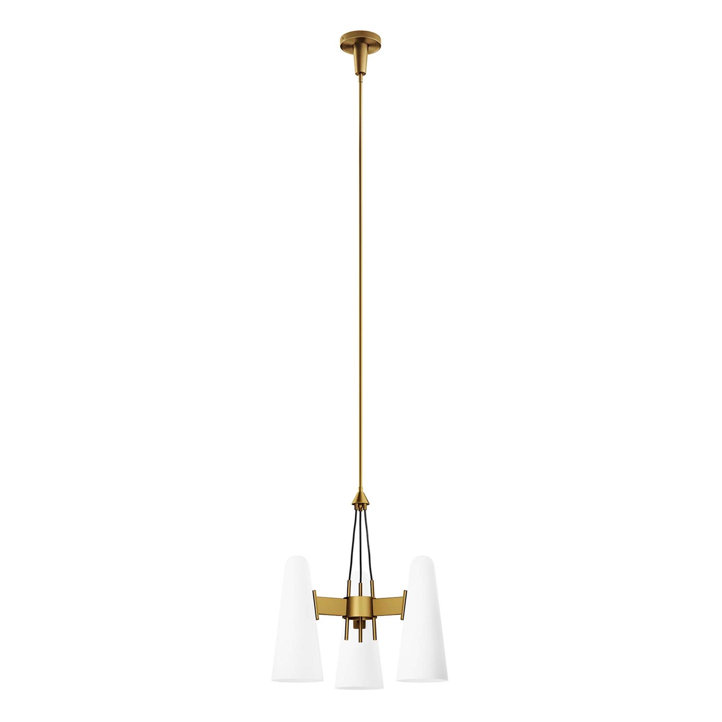 Modway Outlet Beacon 3-Light Pendant Light by Modway  Lighting Lighting Opal Satin Brass - EEI-5647-OPA-SBR