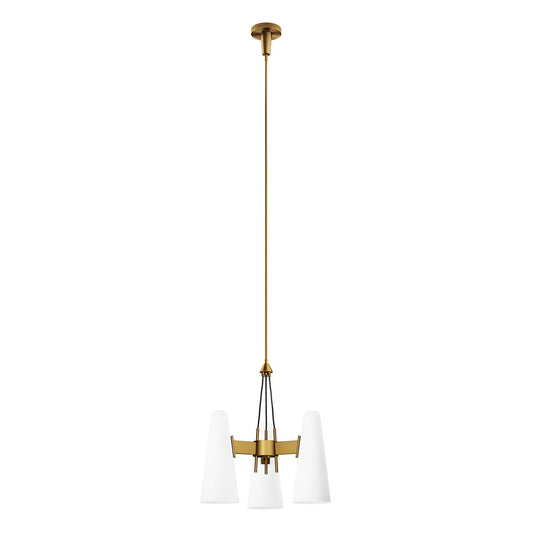 Modway Outlet Beacon 3-Light Pendant Light by Modway  Lighting Lighting Opal Satin Brass - EEI-5647-OPA-SBR