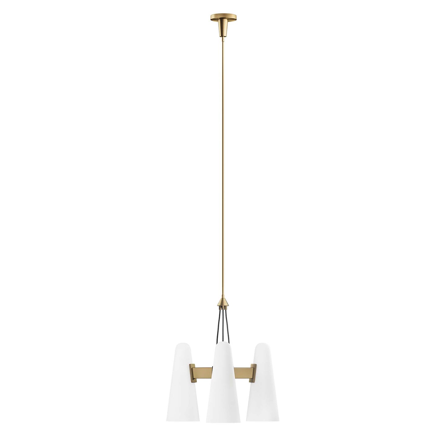 Modway Outlet Beacon 3-Light Pendant Light by Modway  Lighting Lighting Opal Satin Brass - EEI-5647-OPA-SBR