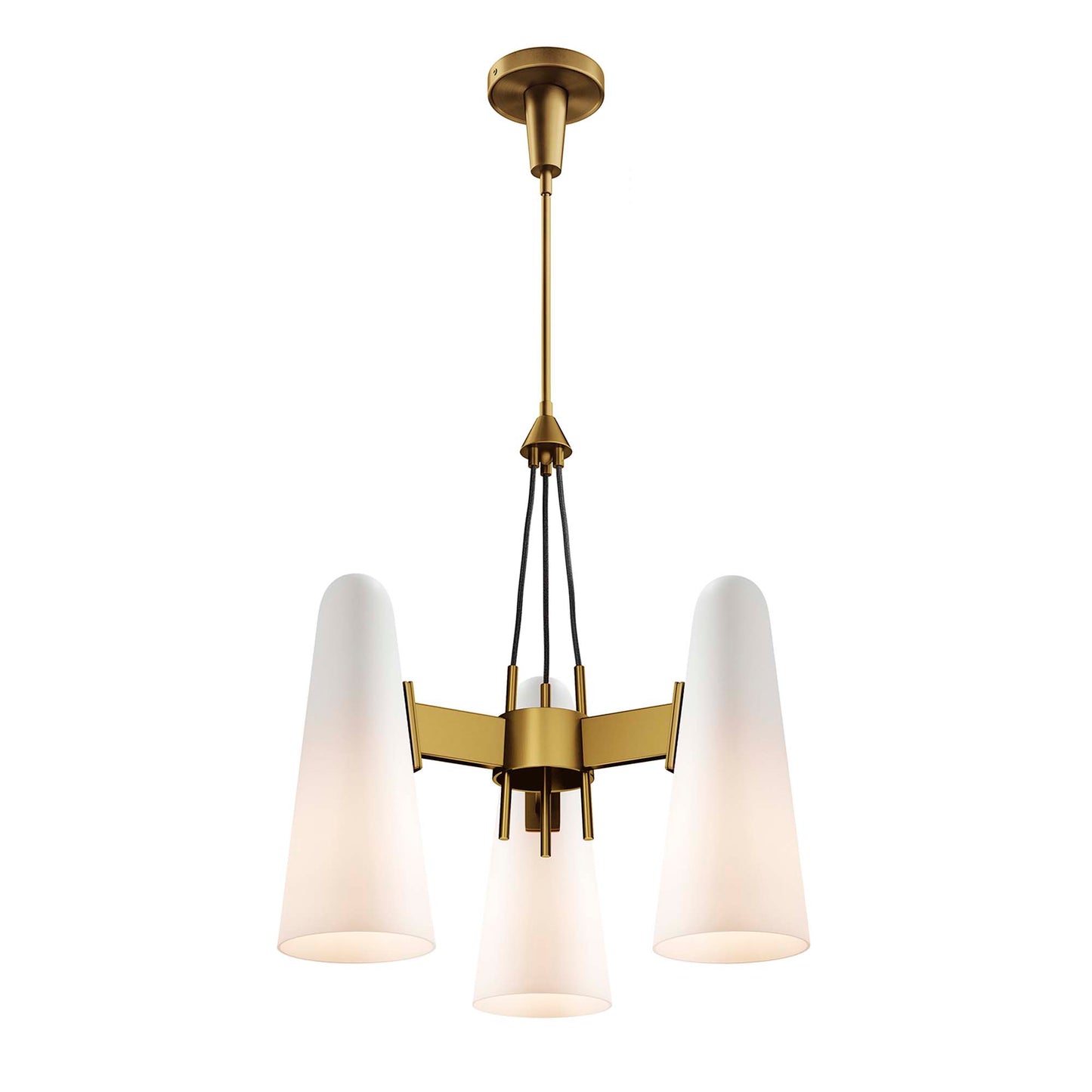 Modway Outlet Beacon 3-Light Pendant Light by Modway  Lighting Lighting Opal Satin Brass - EEI-5647-OPA-SBR
