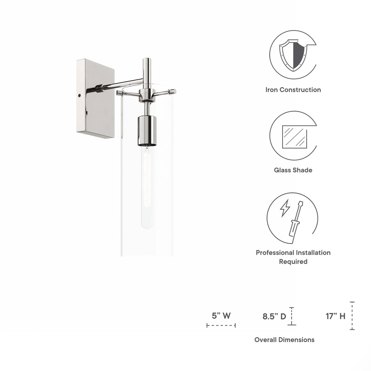 Modway Outlet Skylark Wall Sconce by Modway  Lighting Lighting Clear Polished Nickel - EEI-5649-CLR-PON
