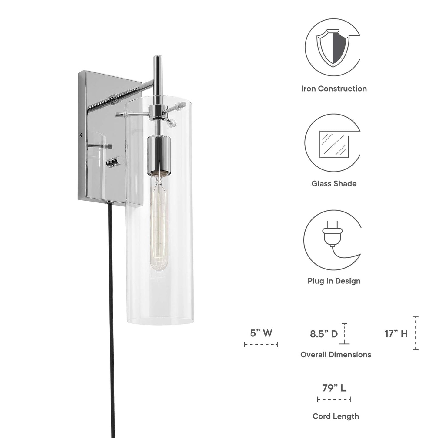 Modway Outlet Skylark Wall Sconce by Modway  Lighting Lighting Clear Polished Nickel - EEI-5650-CLR-PON