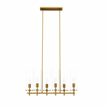 Modway Outlet Skylark 6-Light Chandelier by Modway  Lighting Lighting Clear Satin Brass - EEI-5651-CLR-SBR
