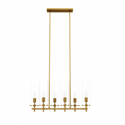 Modway Outlet Skylark 6-Light Chandelier by Modway  Lighting Lighting Clear Satin Brass - EEI-5651-CLR-SBR